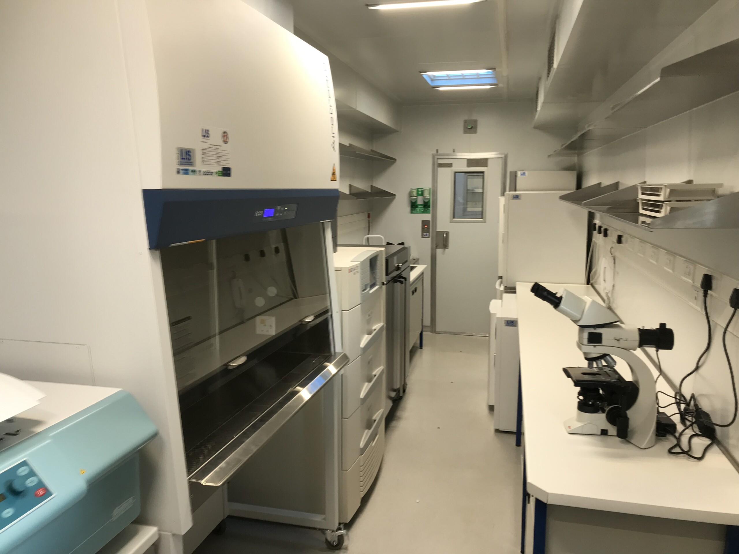 Interior layout showing diagnostic work zones and ergonomic equipment placement inside LIS-Labs’ mobile BSL-3 facility.